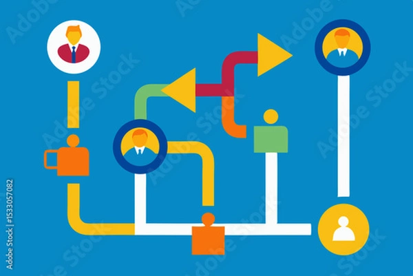 Obraz Workflow and Process Management Diagram Featuring People and Connections