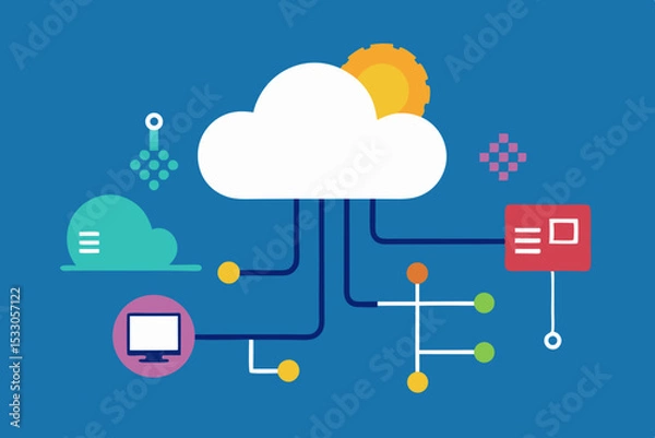 Obraz Cloud Computing Services Network and Technology Concepts Illustration