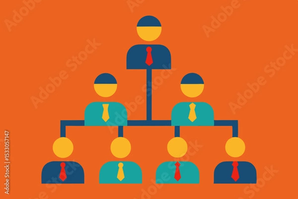 Obraz Organizational Chart of Company Hierarchy Flat Design Concept