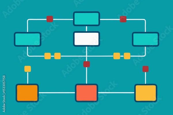 Obraz Illustration of Network Hierarchy and Interconnections in Blue