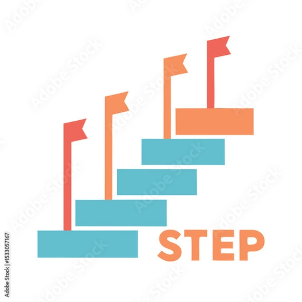 Obraz Achieving Goals Through Step By Step Process Concept