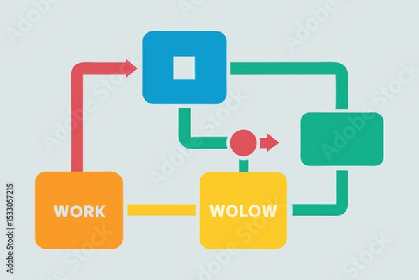 Obraz Abstract Workflow Diagram Illustration with Connected Elements