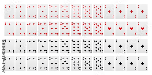 Obraz Set of poker cards. Poker playing cards full deck. Vector illustration