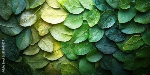 Fototapeta Textured Green Leaves Close-Up — Vibrant Botanical Background for Nature, Eco, and Wellness Themes