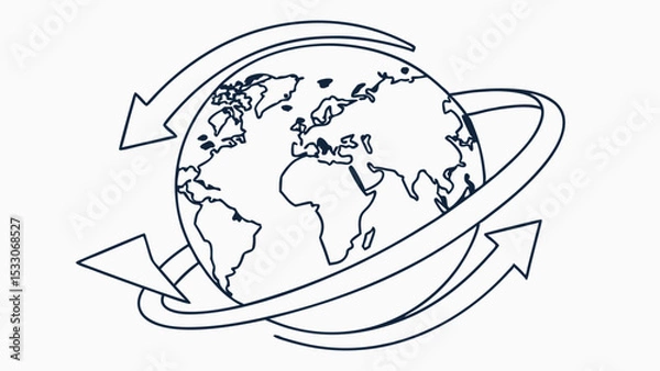 Obraz Stylized Earth Globe with Arrows Circling the Planet