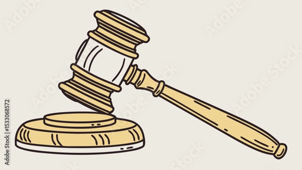 Obraz Stylized Illustration of a Gavel and Sounding Block