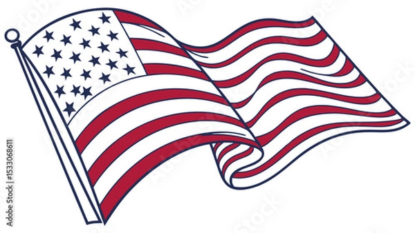 Obraz Stylized Illustration of the American Flag Waving