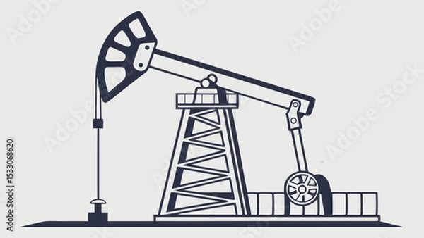Obraz Stylized Illustration of an Oil Pump Jack in Operation