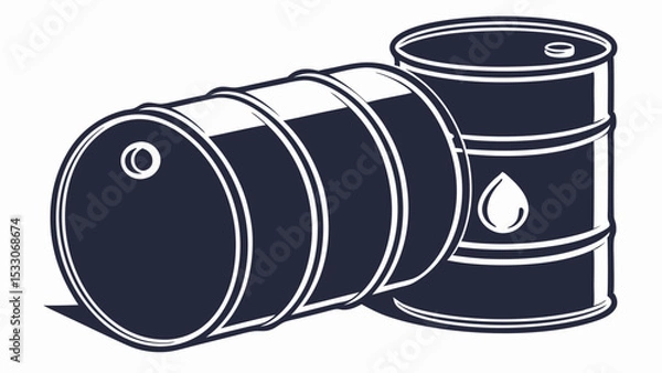 Obraz Two Oil Barrels Depicted in a Simple Vector Illustration