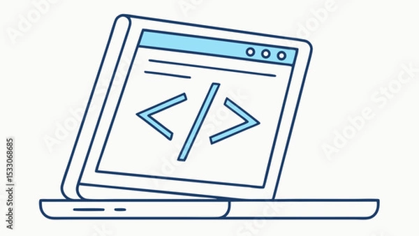 Fototapeta Vector Illustration of a Laptop Displaying Coding Symbols