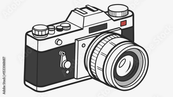 Obraz Vintage Camera Illustration in Black and White
