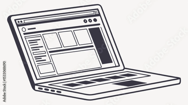Obraz Vector Illustration of a Modern Laptop Computer Displaying Website