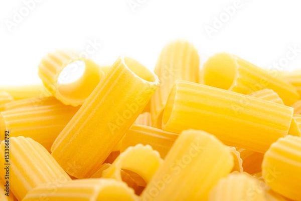 Fototapeta pasta rigatoni macro closeup detail on white