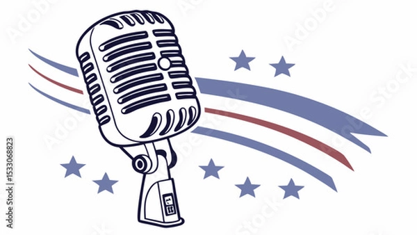 Obraz Vintage Microphone with American Flag Design