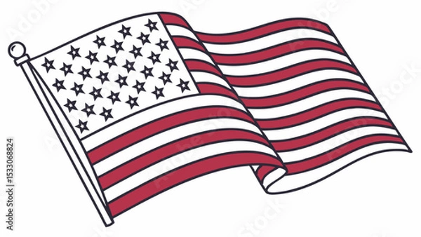 Obraz Waving American Flag Illustration Stars and Stripes Design