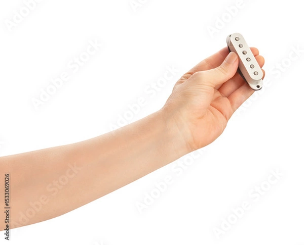 Fototapeta single coil pickup in hand path isolated on white