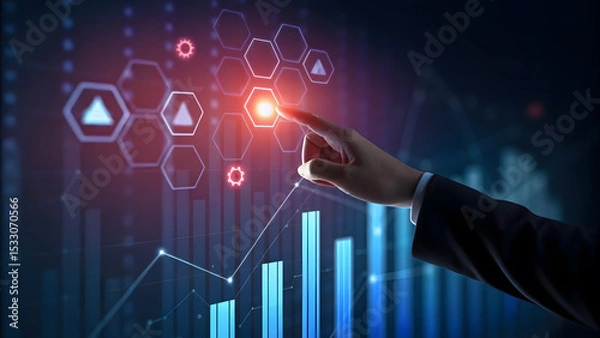 Obraz Analyzing business financial data and innovative technology to visualize growth opportunities