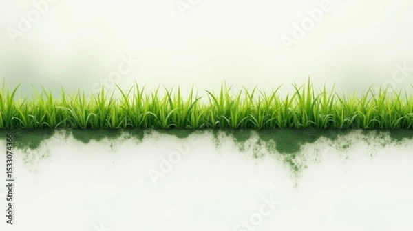 Fototapeta Grass stains on a white field line, blurred background, emphasizing contrast and natural texture.

