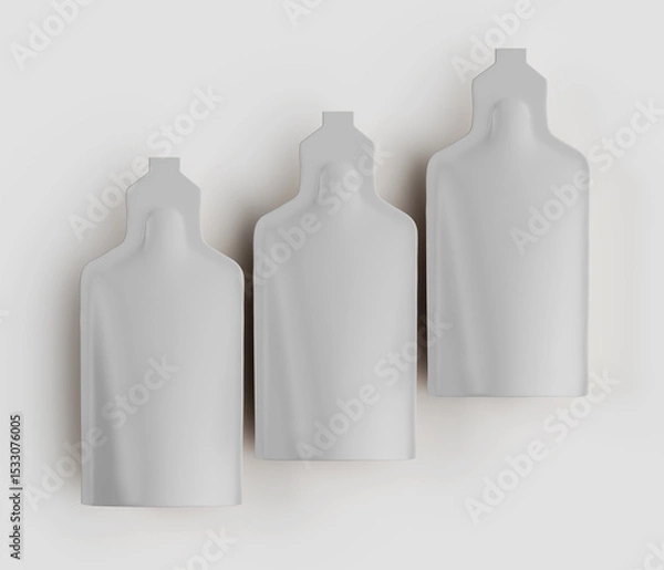Fototapeta Three abstract container silhouettes on a white background design elements for mockups product visualization and commercial applications