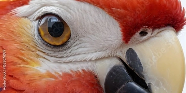 Obraz Ultra-Realistic Portrait of a Scarlet Macaw. for use in nature-themed posters, educational materials, print design.