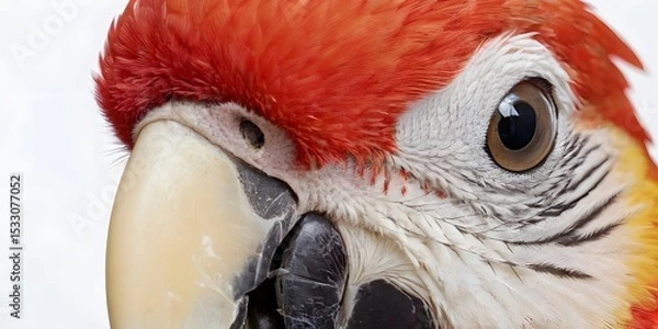 Obraz Ultra-Realistic Portrait of a Scarlet Macaw. for use in nature-themed posters, educational materials, print design.