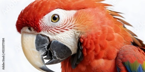 Obraz Ultra-Realistic Portrait of a Scarlet Macaw. for use in nature-themed posters, educational materials, print design.