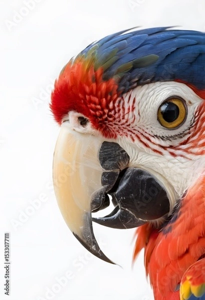 Obraz Ultra-Realistic Portrait of a Scarlet Macaw. for use in nature-themed posters, educational materials, print design.