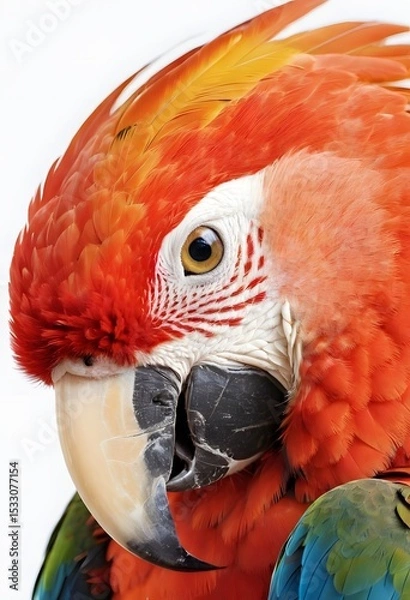 Obraz Ultra-Realistic Portrait of a Scarlet Macaw. for use in nature-themed posters, educational materials, print design.