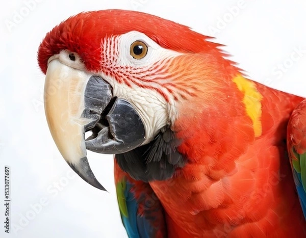 Obraz Ultra-Realistic Portrait of a Scarlet Macaw. for use in nature-themed posters, educational materials, print design.