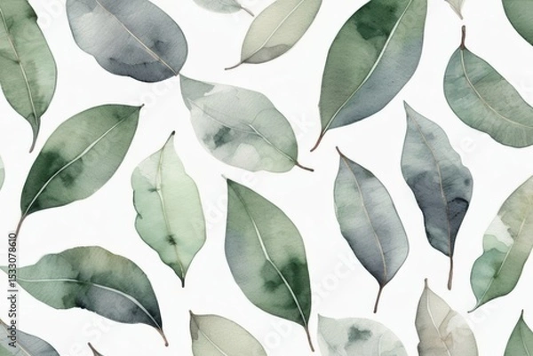 Obraz green eucalyptus leaves background. Minimal Scandinavian design. Pattern for bedding, wrapping paper, wedding invitation or postcard.
