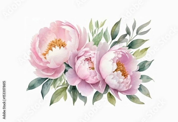 Obraz pink peony flower background. floral Scandinavian design. Pattern for bedding, wrapping paper, wedding invitation or postcard.