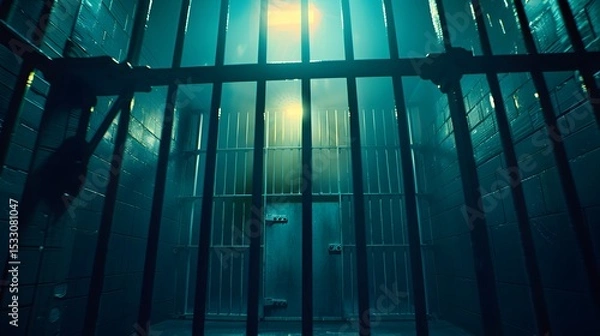Obraz Empty Prison Cell with dark background 