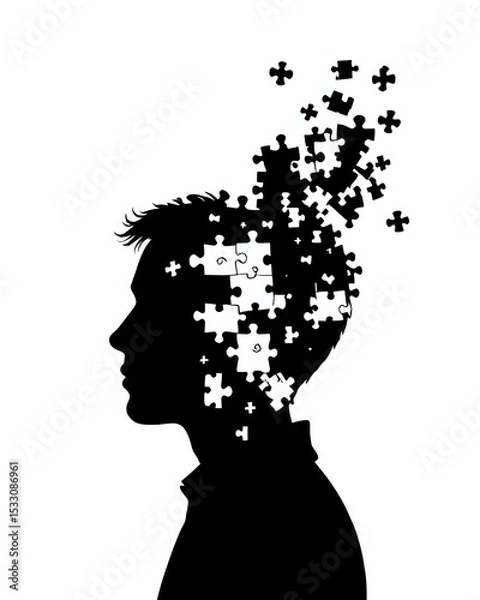 Obraz silhouette of a man with puzzles