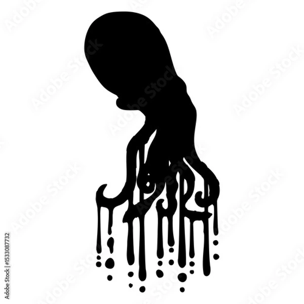Obraz Tentacle Octopus Ink Drops Graffiti Spray Cool Fun Isolated Vector Graphic Design Illustration
