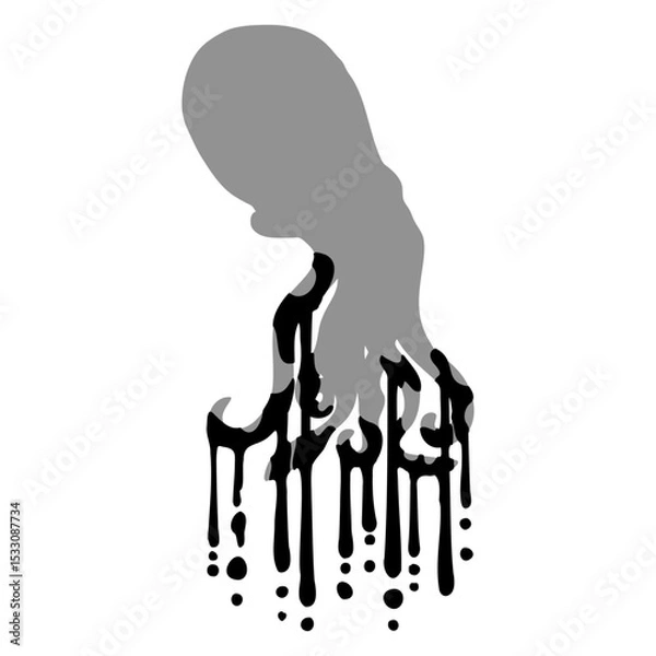 Obraz Tentacle Octopus Ink Drops Graffiti Spray Cool Fun Isolated Vector Graphic Design Illustration
