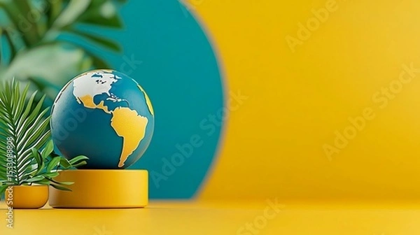 Obraz Clean planet poster design with recycle symbol, earth image and climate action motivation
