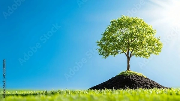Obraz Clean planet in harmony showing animals thriving and human co-existing with sustainable systems
