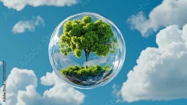 Obraz Clean planet in harmony showing animals thriving and human co-existing with sustainable systems