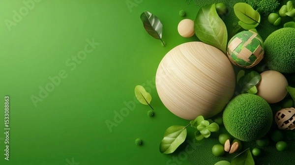 Obraz Clean planet themed digital artwork for Earth Day celebration with greenery and happy wildlife