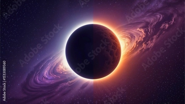 Obraz Solar Eclipse with Galactic Background in Space

