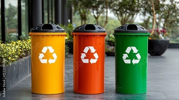 Obraz Recycling methods at festivals and large events using mobile recycling units and education