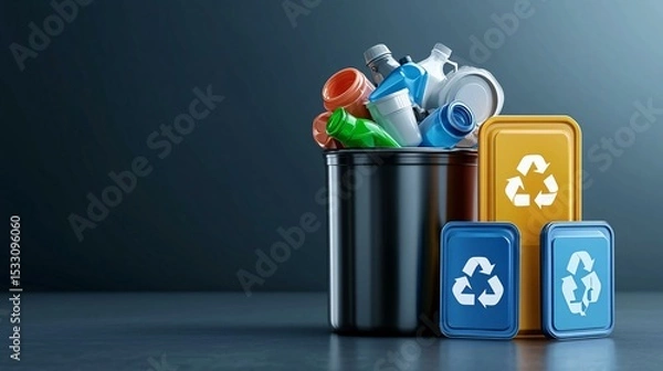 Obraz Trash sorting app icons with intuitive symbols for waste categories and eco tracking
