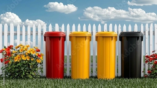 Fototapeta Trash sorting program for eco-conscious households using app tracking and rewards system