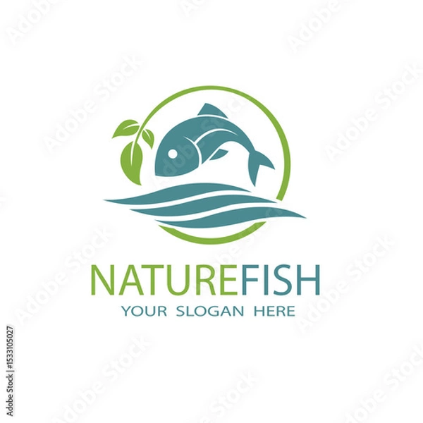 Fototapeta nature fish icon with waves isolated on white background