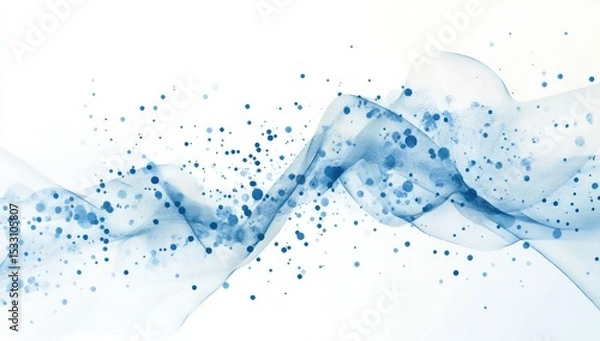 Fototapeta Abstract blue and white background with dots, lines, and curves for business presentation design Generative AI