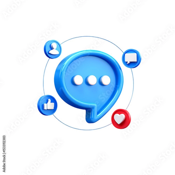 Obraz 3D Render of Social Media Communication Engaging in Online Conversations