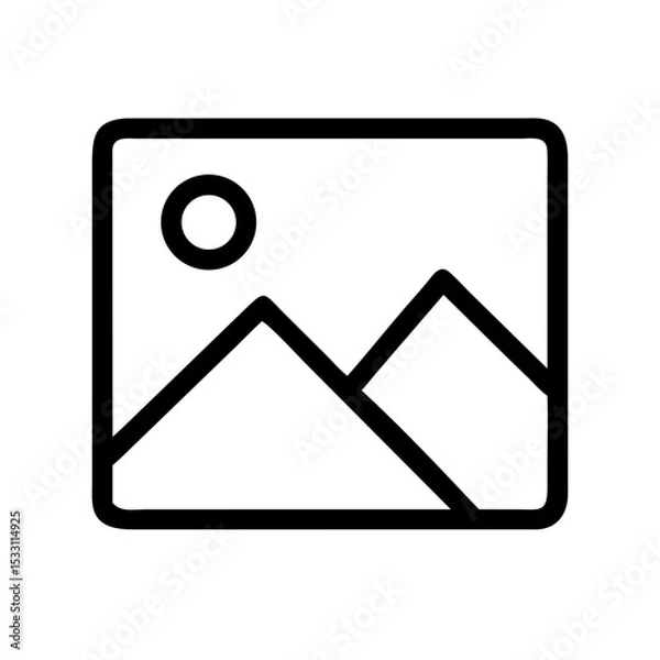 Obraz Filled Landscape View Icon – Nature Scene Silhouette:
Bold silhouette icon of a landscape with mountains and sun, ideal for outdoor, nature, and adventure graphics.