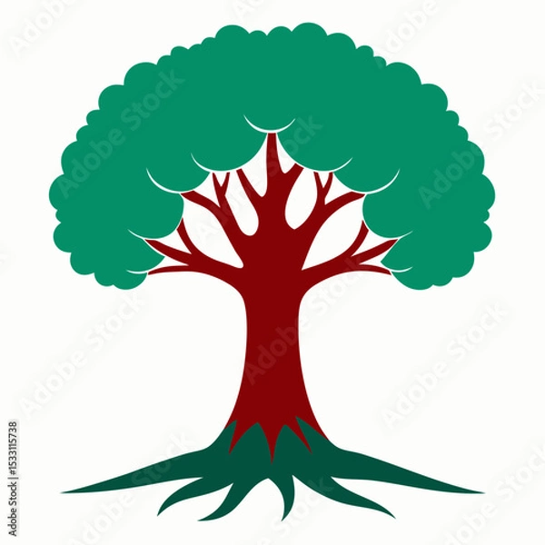 Obraz Tree silhouette vector standing on white background, 