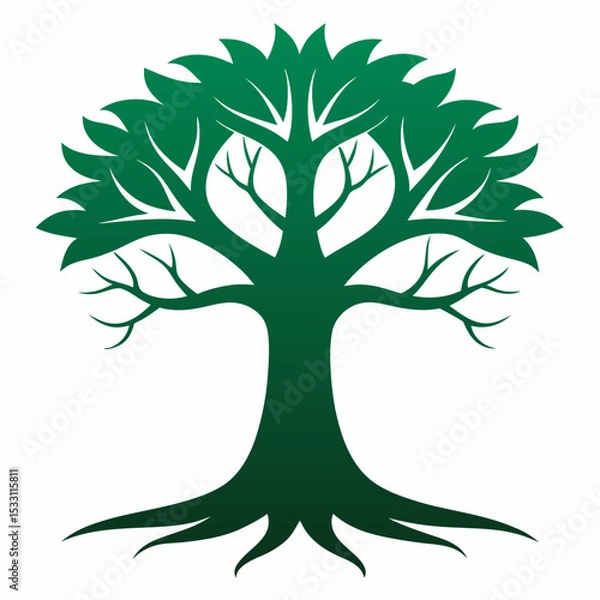Obraz Tree silhouette vector standing on white background, 