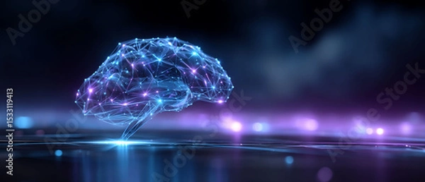 Fototapeta Illuminated brain of interconnected nodes